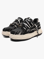 Retro Washed Denim Low Top Platform Sneakers