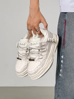 Retro Washed Denim Low Top Platform Sneakers