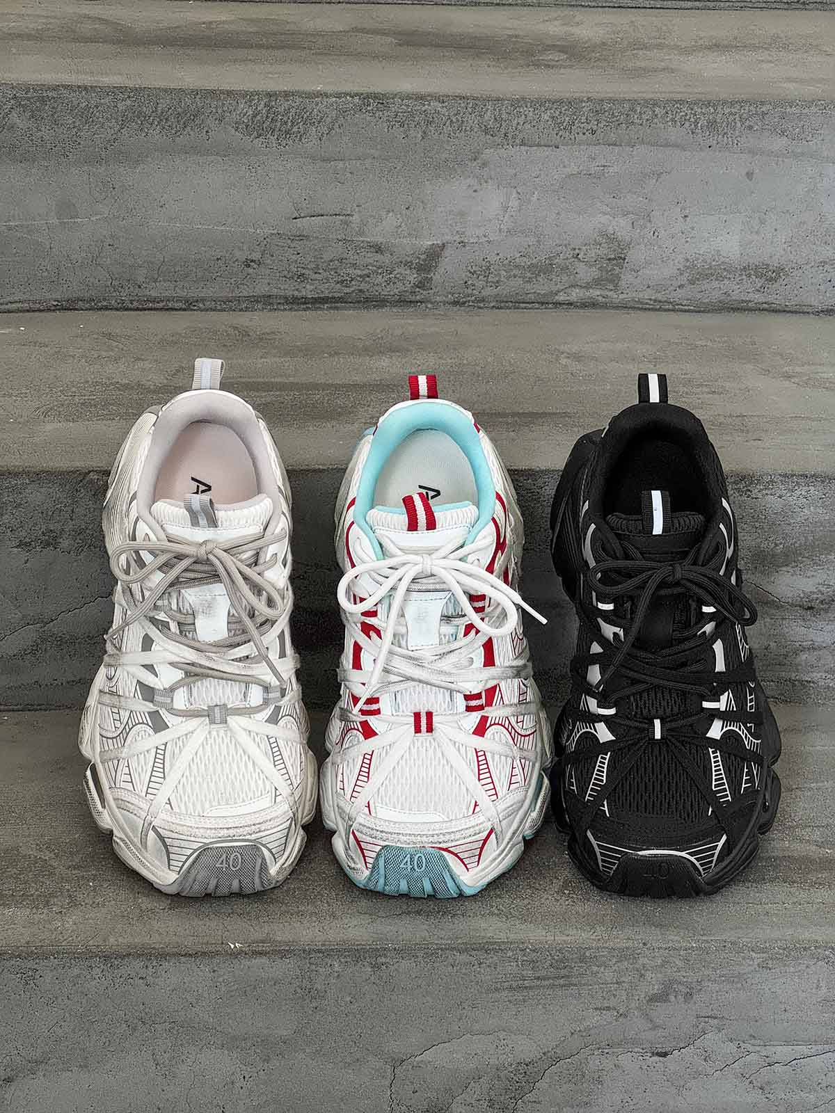 Breathable Mesh Lace-up Dirty Chunky Sneakers