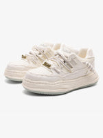 Retro Washed Denim Low Top Platform Sneakers