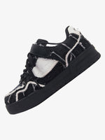 Retro Distressed Denim Patch Velcro Sneakers