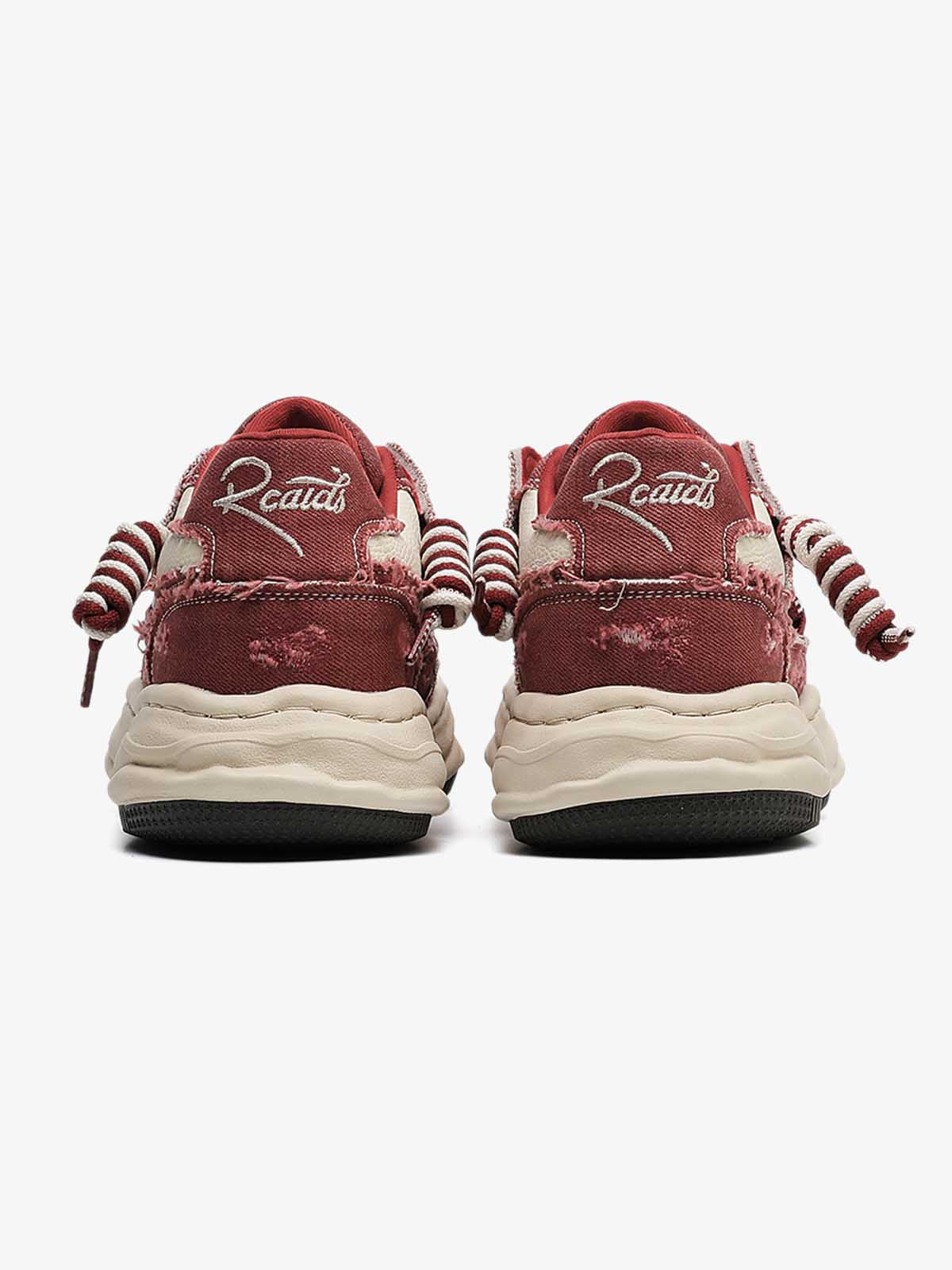 Retro Washed Denim Low Top Platform Sneakers