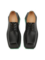 Black Square Toe Leather Shoes Streetwear