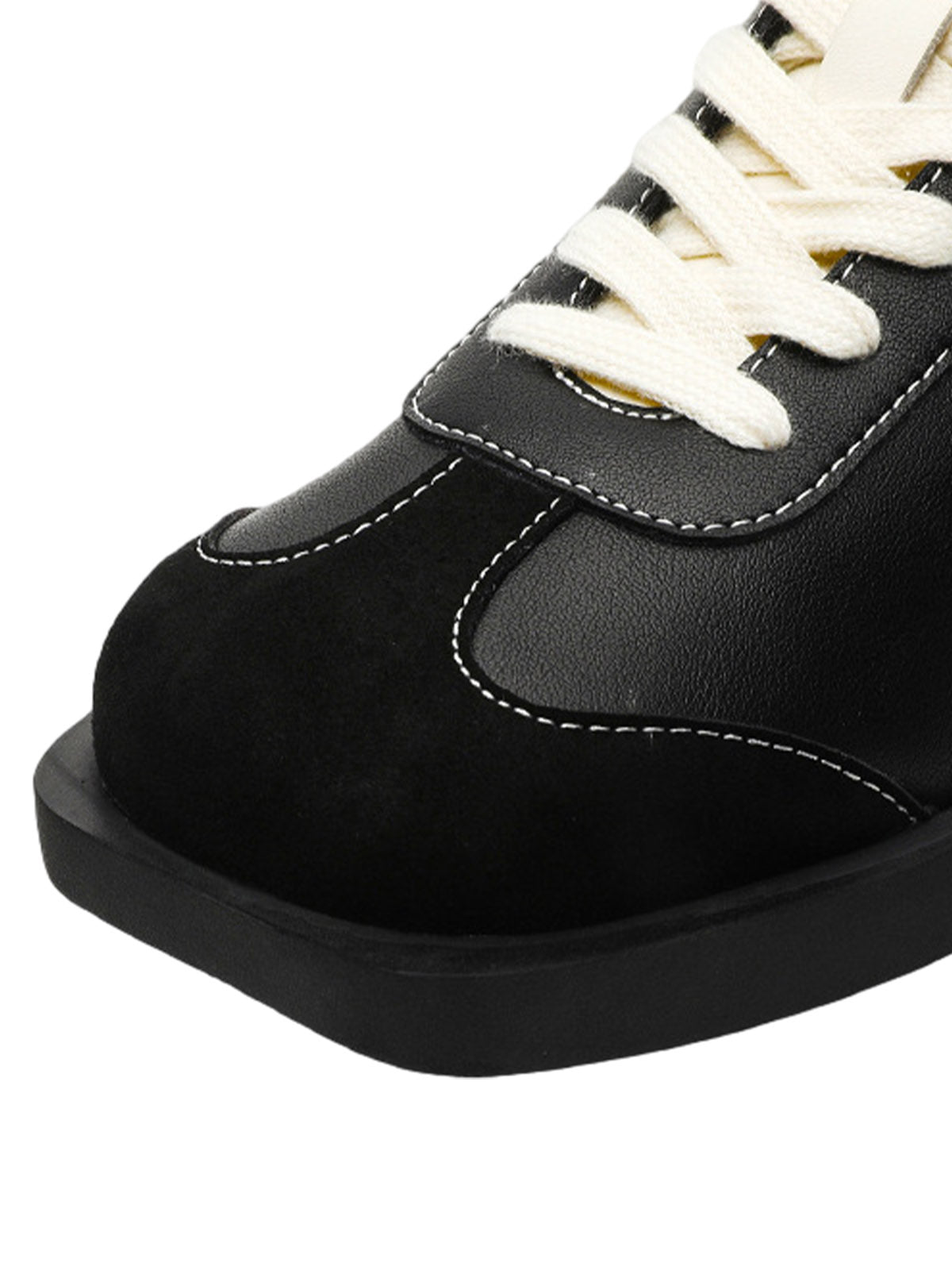 Classic Black Fluid Lines Leather Sneakers Streetwear
