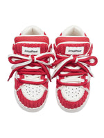 Red Contrast Color Button Decorated Sneakers Streetwear