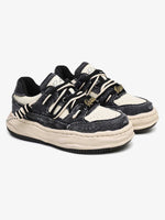 Retro Washed Denim Low Top Platform Sneakers