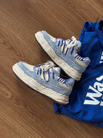 Retro Washed Denim Low Top Platform Sneakers