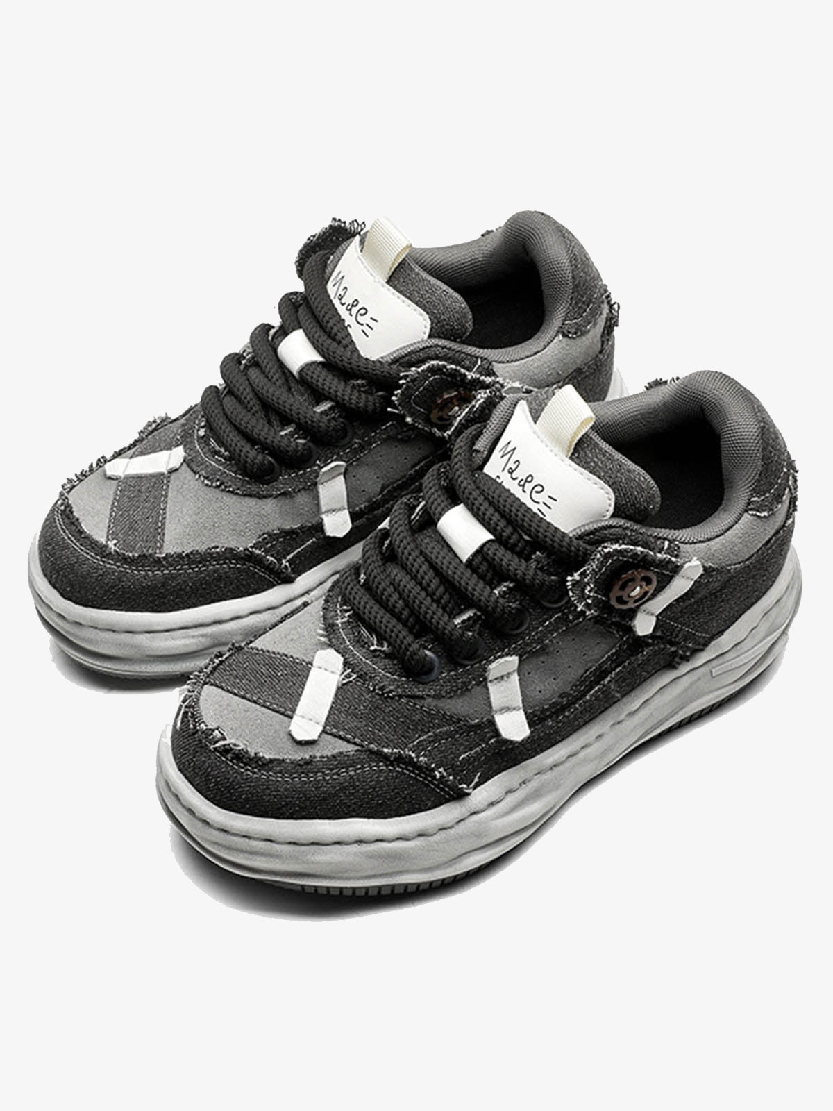 Distressed Deconstructed Split Whisker Platform Sneakers