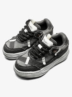 Distressed Deconstructed Split Whisker Platform Sneakers