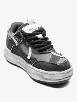 Distressed Deconstructed Split Whisker Platform Sneakers