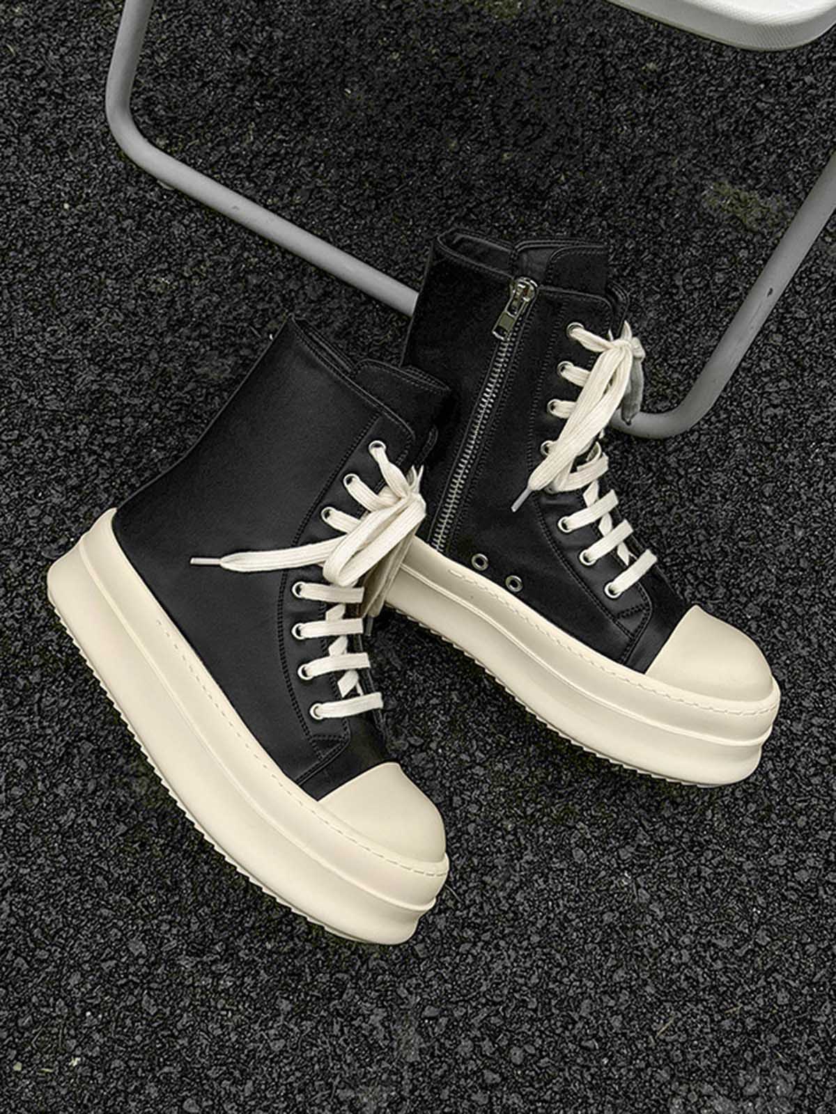 Rubber Sole High-Top Side Zipper Platform Sneakers