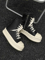 Rubber Sole High-Top Side Zipper Platform Sneakers