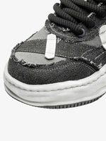 Distressed Deconstructed Split Whisker Platform Sneakers