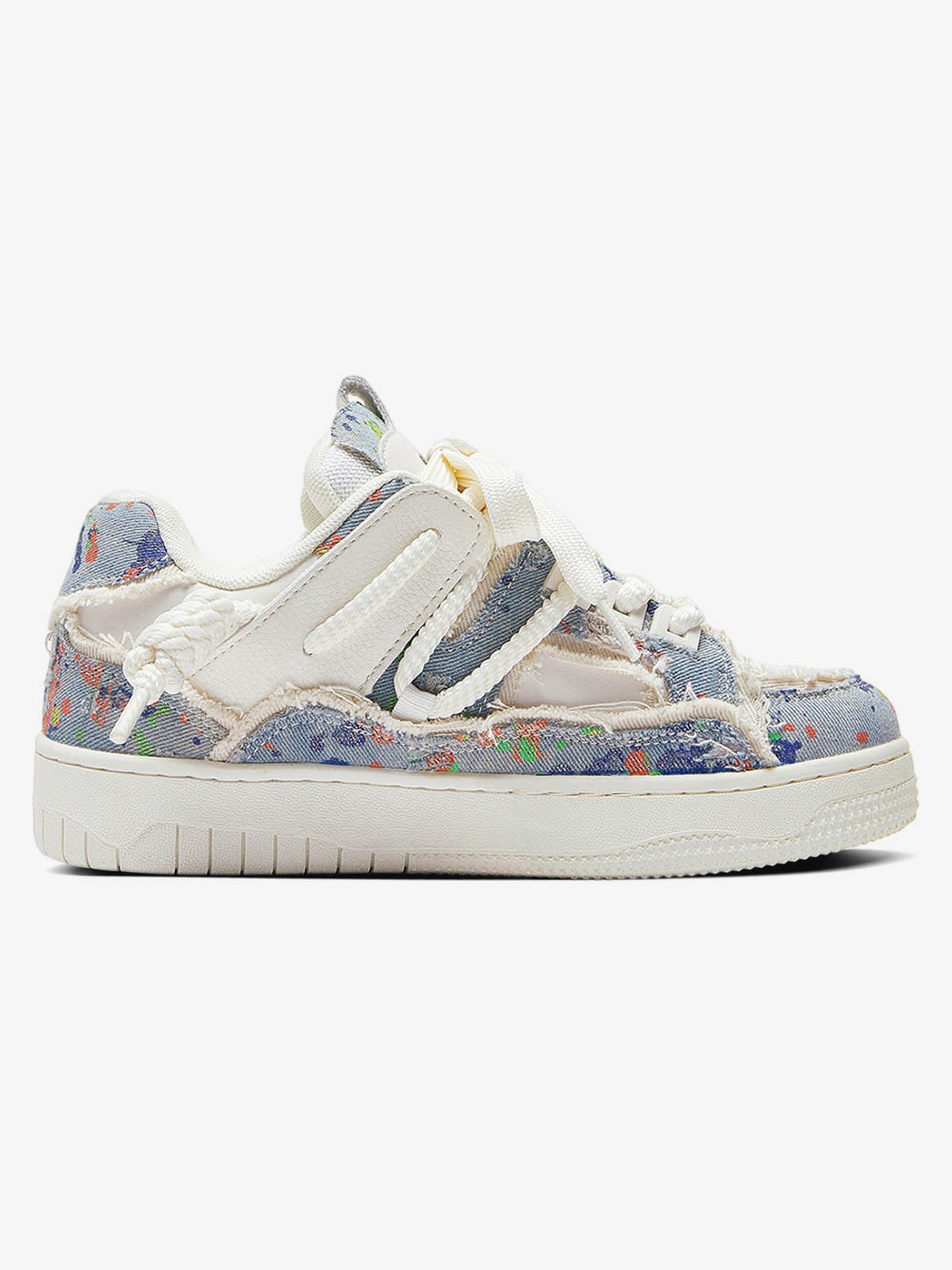 Rubber Sole Contrast Color Destruction Tassel Sneakers