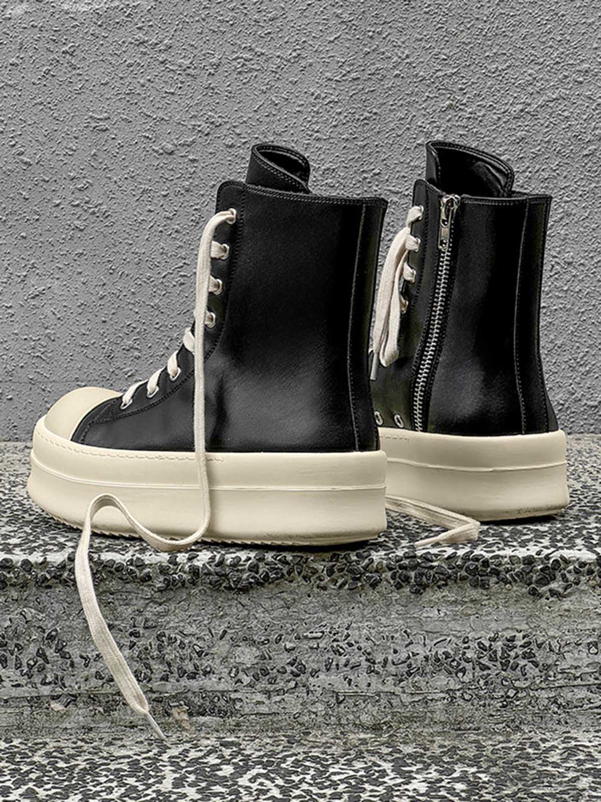 Rubber Sole High-Top Side Zipper Platform Sneakers