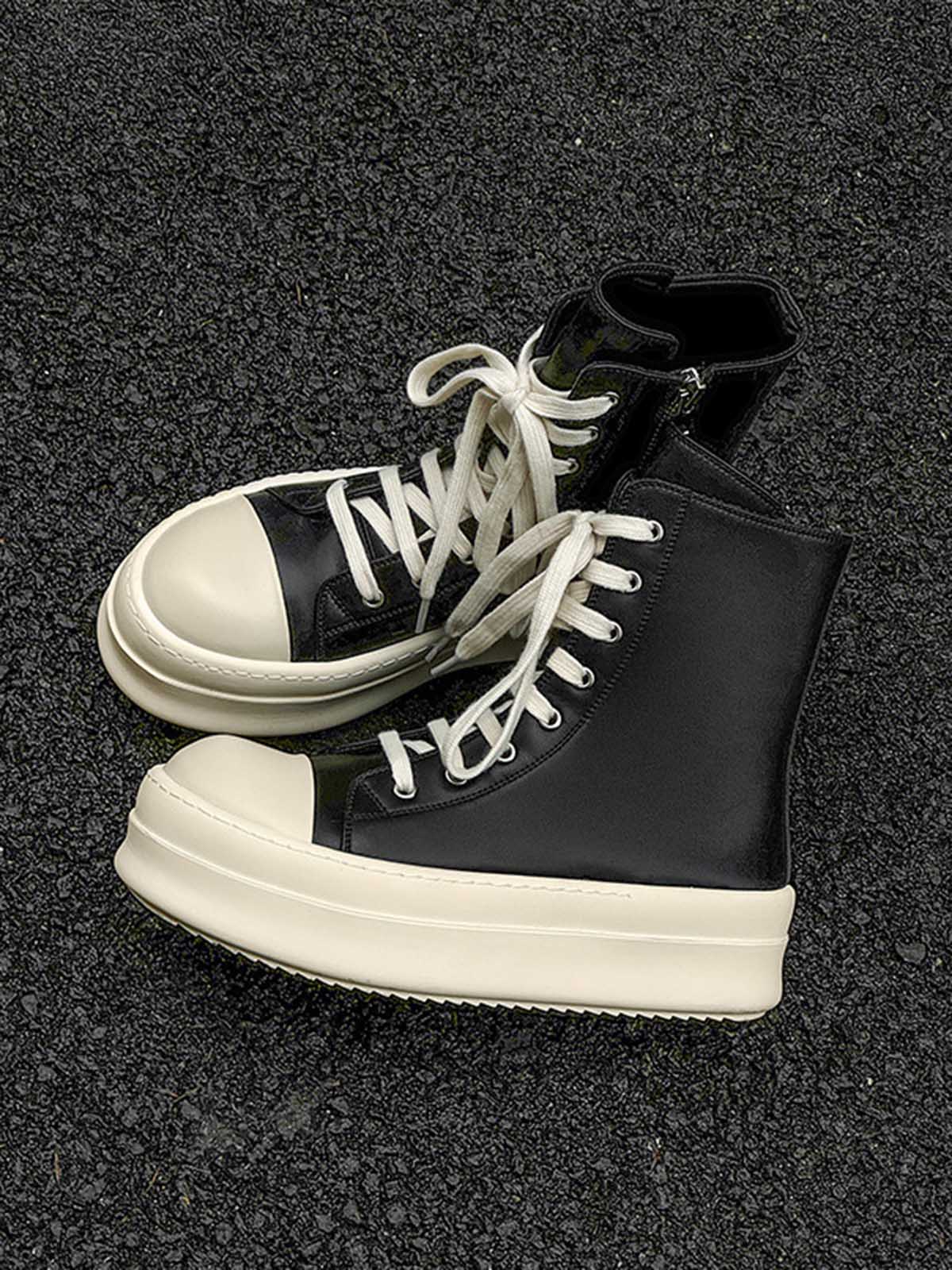 Rubber Sole High-Top Side Zipper Platform Sneakers
