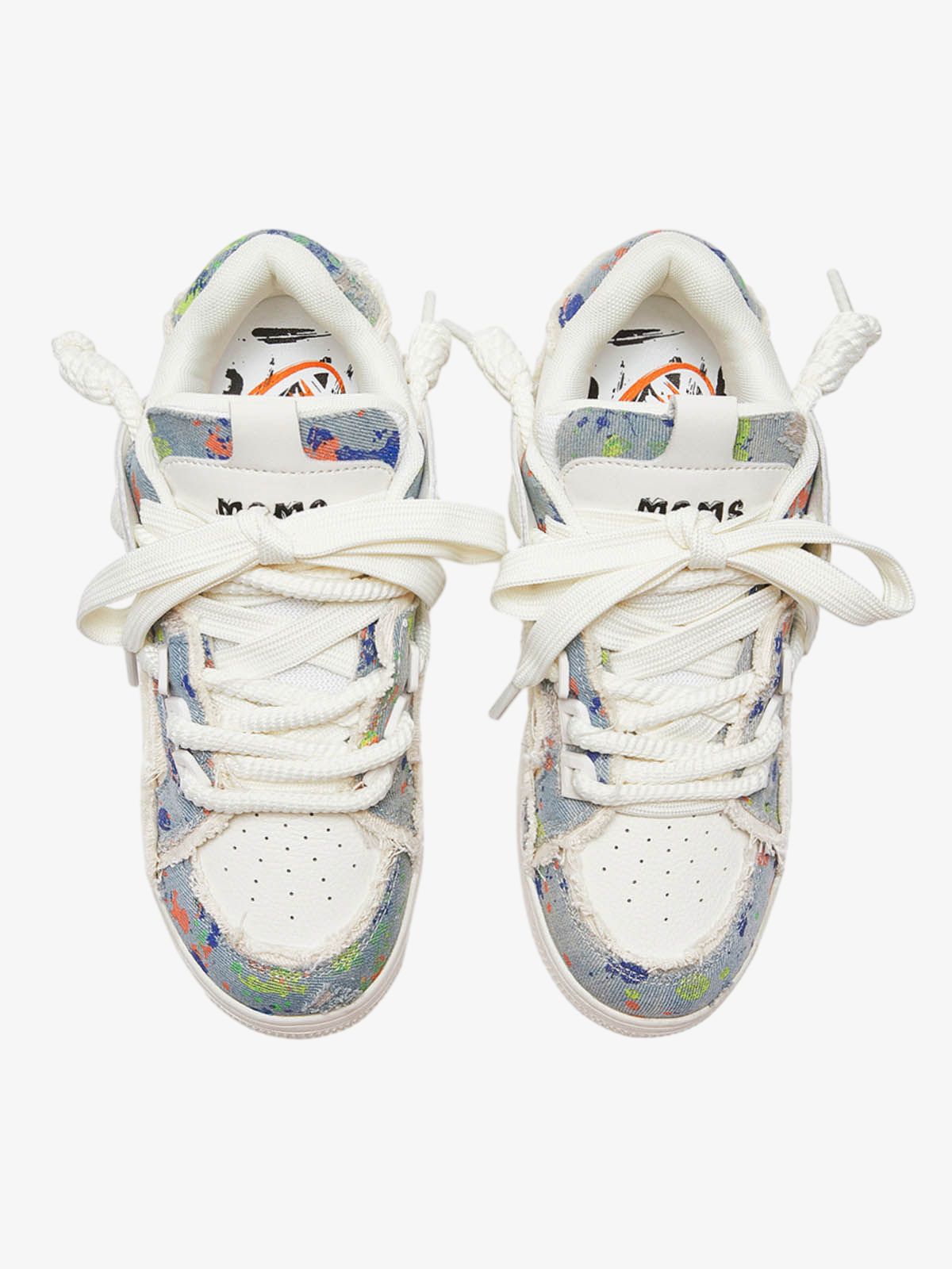 Rubber Sole Contrast Color Destruction Tassel Sneakers