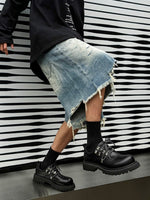 Chunky Rivet Street Style Round Toe Leather Derby Shoes