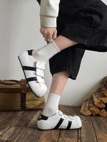 Vintage Shell Toe Velcro Strap Puffy Sneakers