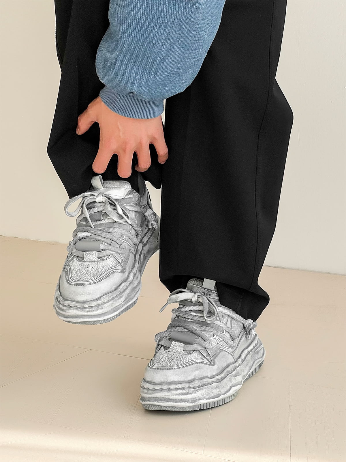 Deconstructed Distressed Chunky Street Sneakers