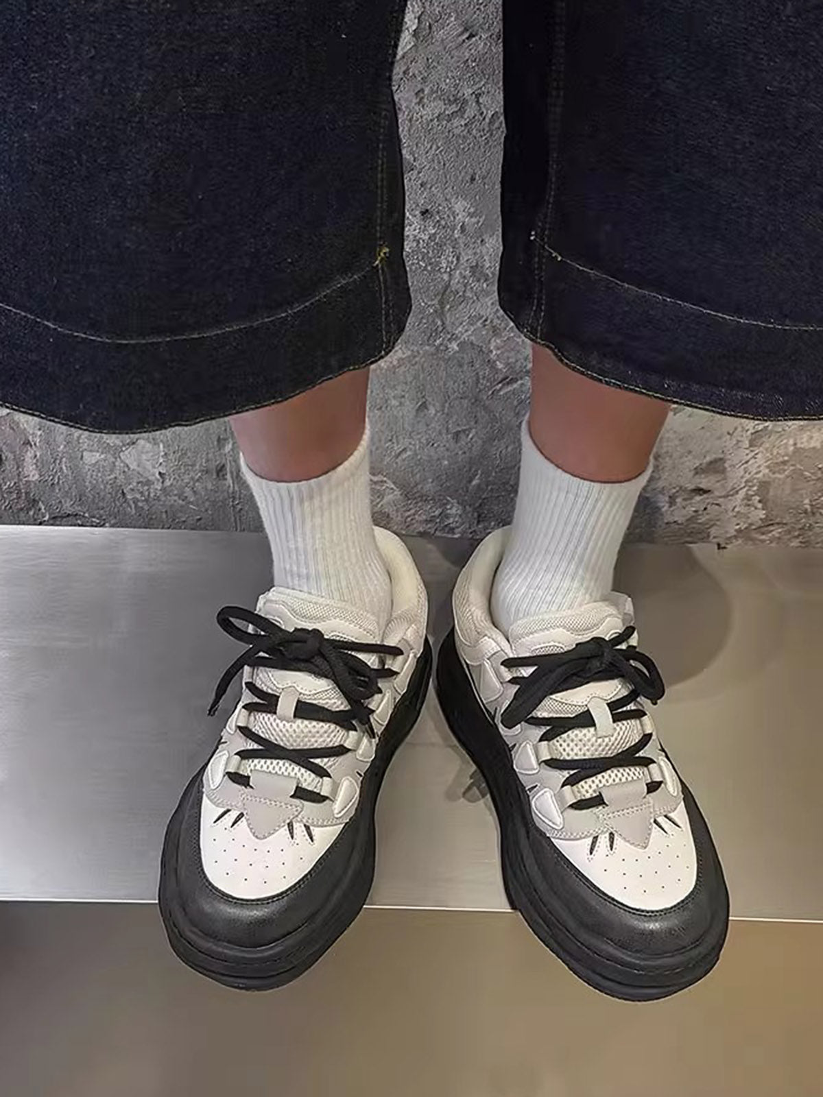 Black And White Platform Sneakers