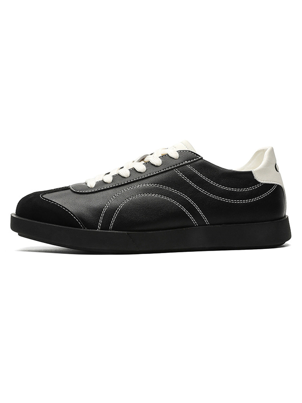 Classic Black Fluid Lines Leather Sneakers Streetwear