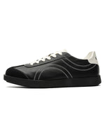 Classic Black Fluid Lines Leather Sneakers Streetwear