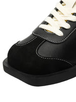 Classic Black Fluid Lines Leather Sneakers Streetwear