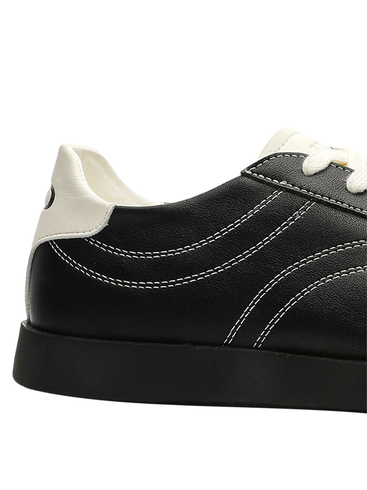 Classic Black Fluid Lines Leather Sneakers Streetwear