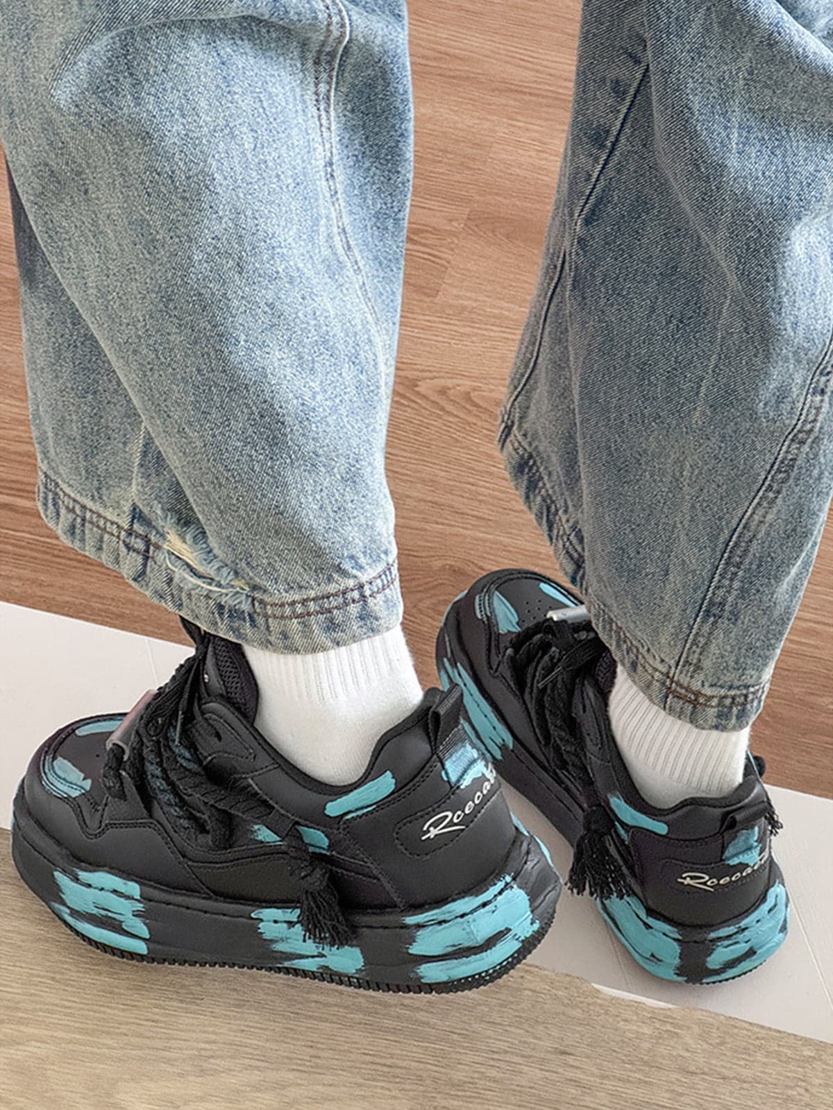 Colorful Graffiti Design Platform Sneakers