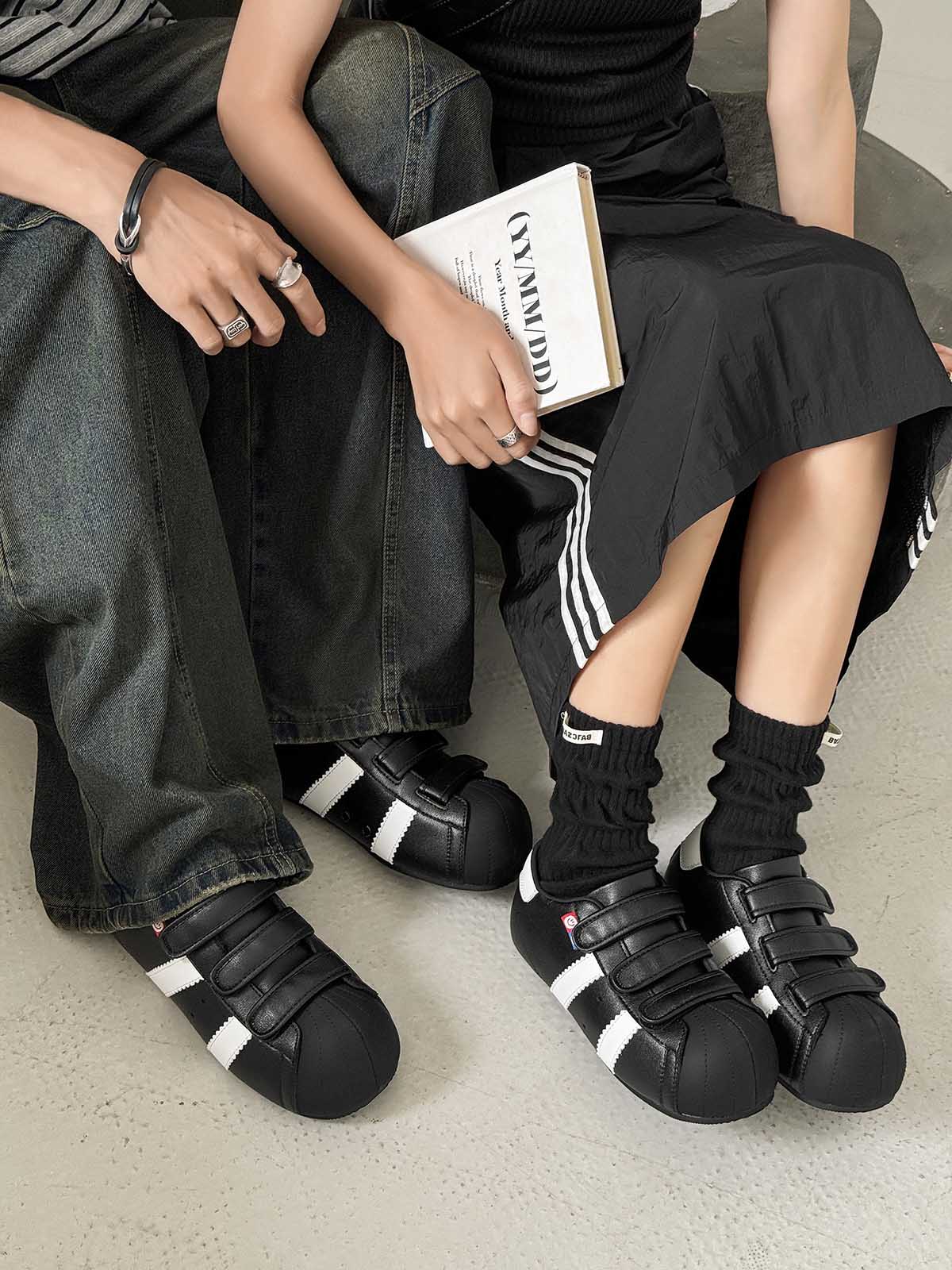 Vintage Shell Toe Velcro Strap Puffy Sneakers