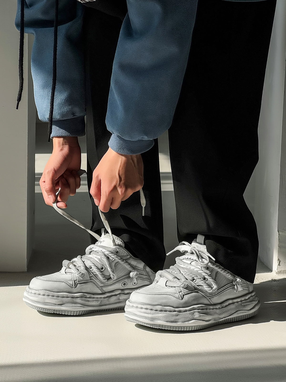 Deconstructed Distressed Chunky Street Sneakers