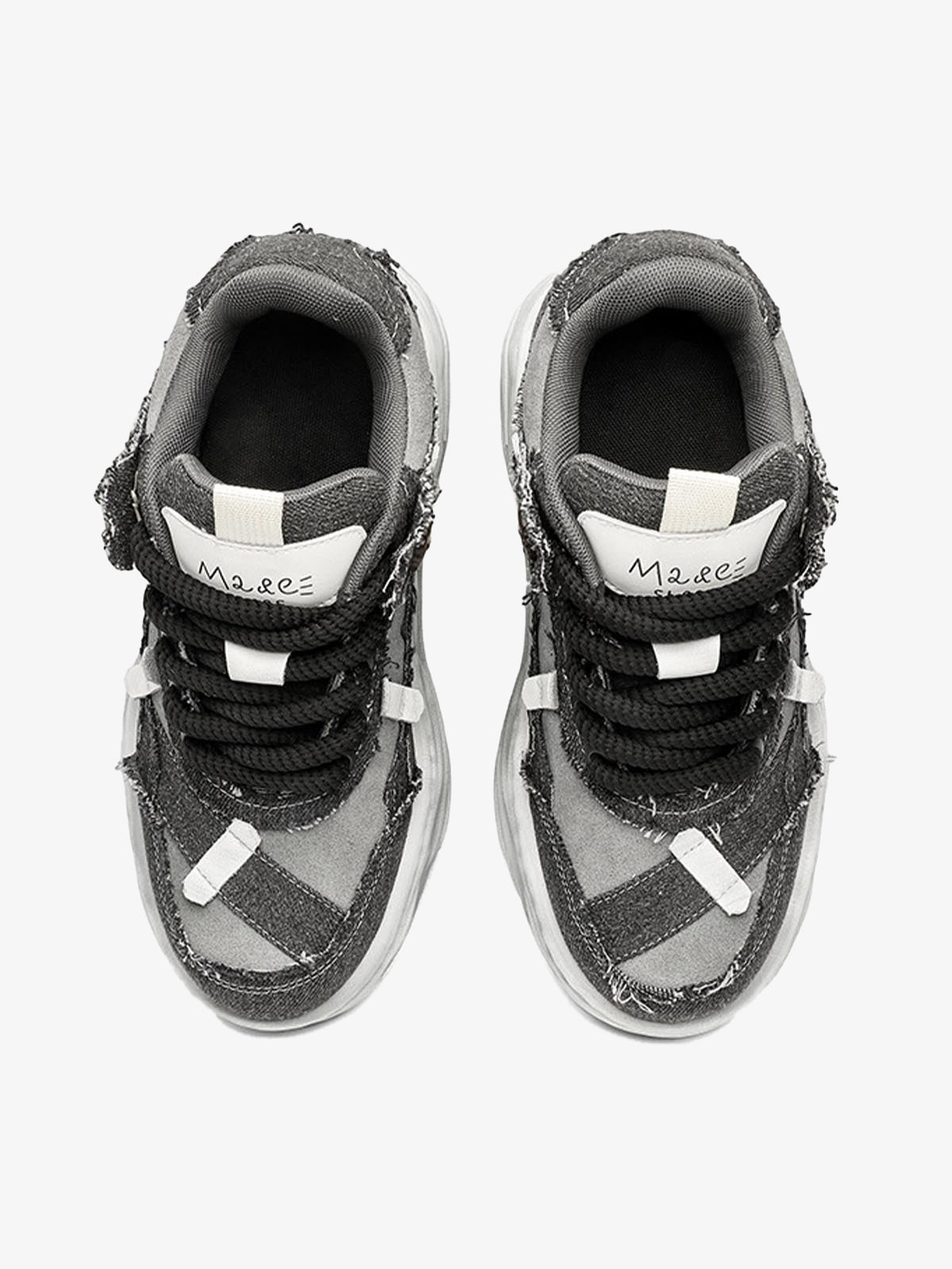 Distressed Deconstructed Split Whisker Platform Sneakers
