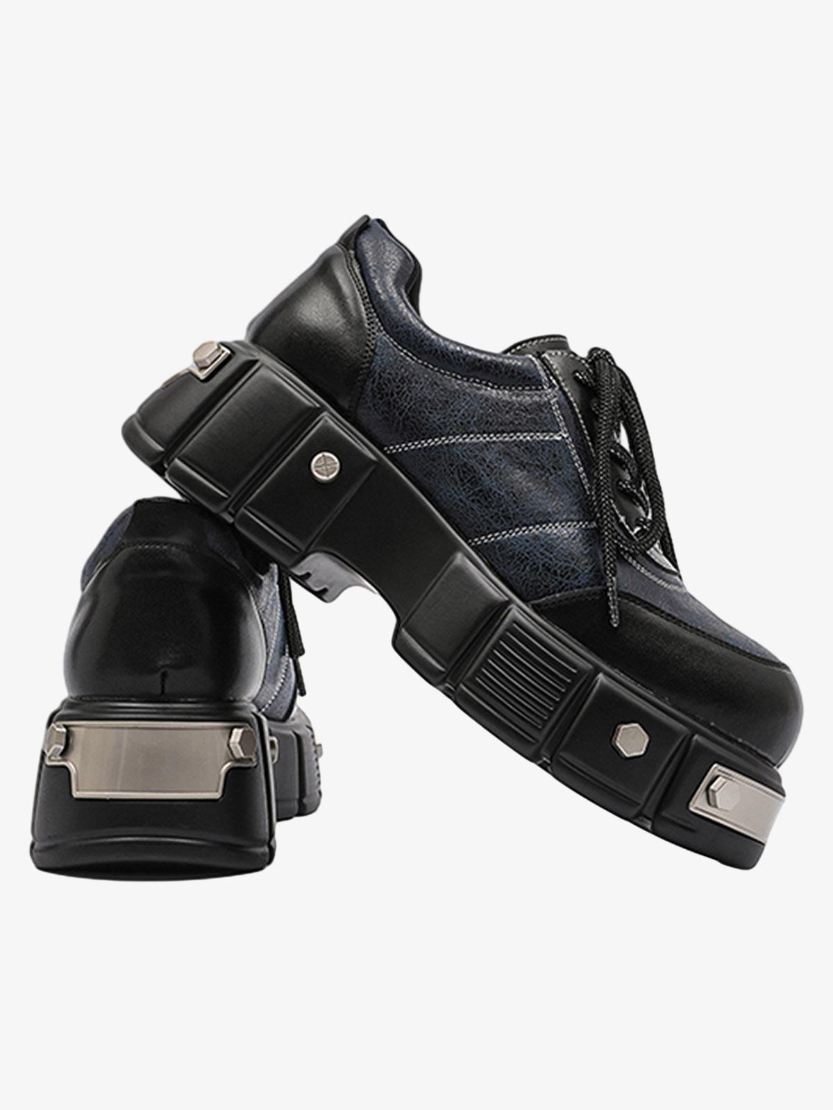 Metal Plate Chunky Leather Shoes