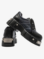 Metal Plate Chunky Leather Shoes