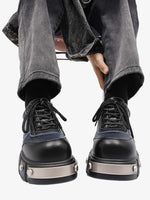 Metal Plate Chunky Leather Shoes
